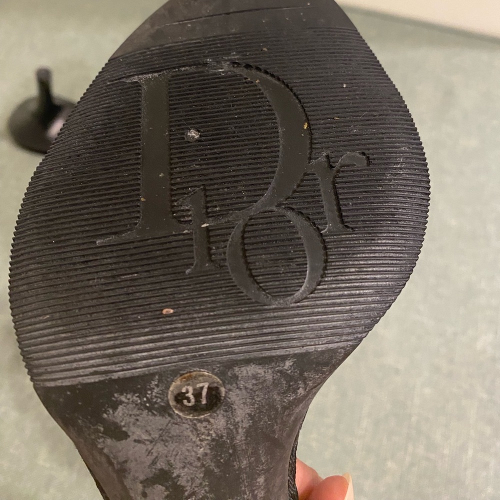 Dior Black Logo Slide Heeled Sandals with Silver Plaque - Picture 7 of 10